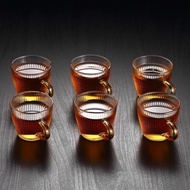 Set of 6 high heat resistant glass tea cups, striped tea cups 110ml - CT7