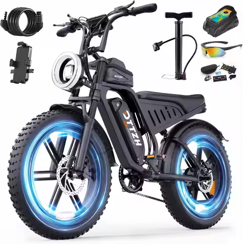 DTTZH F6Pro Electric Bike, 4000W Peak 50MPH 60V30Ah Removable Battery, 20"x4.0" Fat Tire Full Suspen
