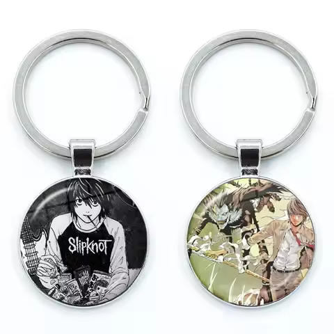 Japanese Anime Death Note L Killer Yagami Light Glass Pendant Keychain Jewelry Charm Bag Souvenir Ke