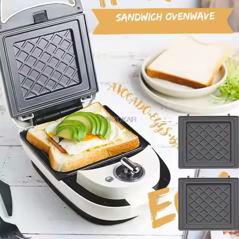 220V Electric Sandwich Maker Timed Waffle Maker Breakfast Waffle Machine Multifunction Toaster Bakin