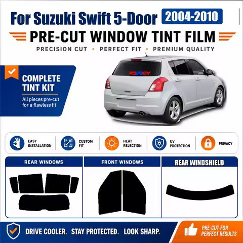 For Suzuki Swift 5-Door 2004-2010 Front & Rear Window Privacy Tint Film Vehicle Sun Shade