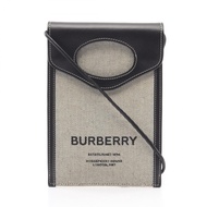 【二手】Burberry 單肩包，附手機袋，黑色帆布皮革口袋，女款，二手