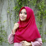 RUBI MERAH Red 3d ruby linen organza square Hijab