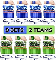 Wishery Accessories for Nerf Party Supplies &amp; Boys Birthday Favors - 8 Kids. Compatible with Nerf Guns &amp; Blasters N - Strike Elite. Pack of Foam Darts, Safety Glasses, Masks, Wrist Bullet Holder