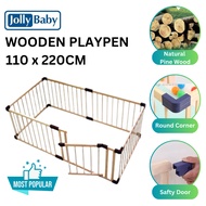 [SG] IMP HOUSE JollyBaby Solid Wooden Playpen 6panel  with/without Door 110x220cm made of natural pi