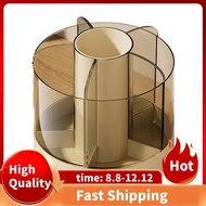 Rotating Pencil Organizer 6 Compartments 360° Turntable Detachable Cosmetics Storage Box Round Revol