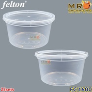 Felton 1600ml Round PP Container & Lid ( 25sets± ) FC1600 FC 1600 ml Disposable Plastic Food Box  Be
