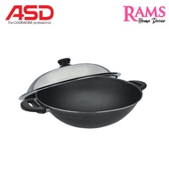 ASD 36cm Die Cast Non Stick Wok Pan with Stainless Steel Cover / Periuk Tak Melekat / Wokpan Skillet