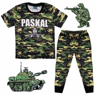 (2-12Y) Kids Full Print NEW PASKAL LOGO Army Microfiber Pajamas