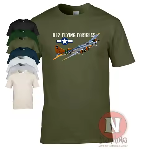 WWII US Air Force B17 Flying Fortress Heavy Bomber SquadronT-Shirt. Premium Cotton Short Sleeve O-Ne