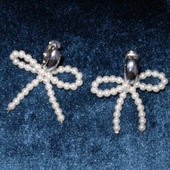 Imnigel - Pearly bow hoop earrings