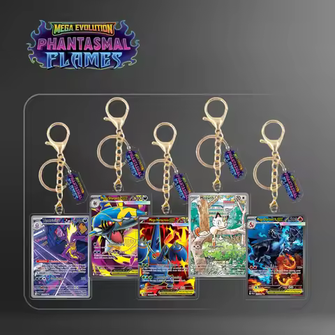 Mega Evolution 2 Ptcg English Version Cards Keychain Anime Dawn Meowth Mega Charizard Game Self Made