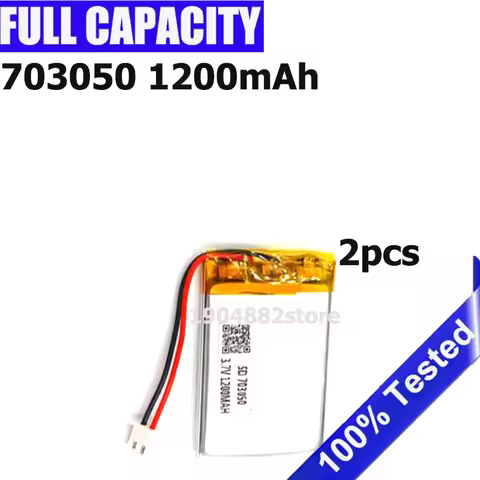703048 Battery 2.54mm 2pin 703050 3.7V 1200mAh Lithium Polymer LiPo connector For Mp3 MP4 GPS blueto