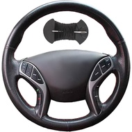 Penutup Stereng Kereta Kulit Mikrofiber Jahitan Kulit Pembalut Stereng Sesuai untuk Hyundai Elantra 