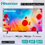 Hisense ทีวี 43 นิ้ว 43A6500H 4K Ultra HD Google TV MEMC Atmos แฮนด์ฟรี ควบคุมด้วยเสียง Smart TV Netflix Youtube /DVB-T2 /USB2.0 / HDMI / AV