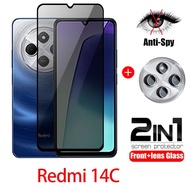 2in1 PRIVACY tempered glass For Redmi 14C Redmi14C 4G 2024 Anti Spy full cover Screen Protector Came