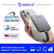 ORICO Magnetic External SSD 512GB 1TB 2TB 4K ProRes Video Storage Portable SSD for Phone (K20)