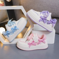 Autumn White Shoes Girls Waterproof Leather Sneakers Student Casual Shoes Single Shoes Bow Shoes Rea
