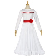 Anime Ghost Doll Annabelle Dress Cosplay Costume Wig Set Halloween Carnival Party Dress Up Girl Unif
