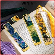WININ Metal Bookmark, Sunflower Lotus Hollow Reading Book Clip, Multifunctional Oil Painting Metal B