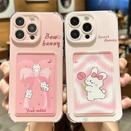 MERAH Pink Strap Card Holder Rabbit Casing iphone 17 Air Pro 11 13 Pro Max 16 15 Pro Max 7 8 7+ 8+ 1