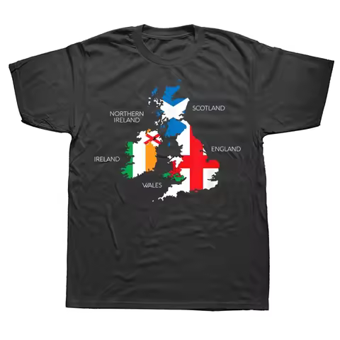 British Ireland Scotland Wales England Map T Shirts Graphic Cotton Streetwear Short Sleeve Birthday 