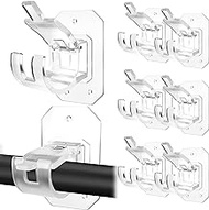 8PCS Upgraded No Drill Curtain Rod Brackets No Drilling Curtain Rod Holders Self Adhesive Curtain Rod Hooks Nail Free Adjustable Curtain Hangers Suitable for Poles of 0.78~1.57 Inch(Transparent)