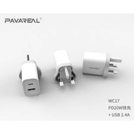 PAVAREAL WC17 PD20W Super Quick Charge QC 3.0 Dual-Poty Fast Charger | UK Standard USB Wall Adapter