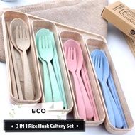 ECO 3 IN 1 Rice Husk Cultery Set