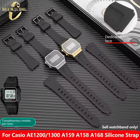 18mm convex soft silicone strap for Casio F-201WA DB-36 WS-300 AE1200 A159 A158 A168 series waterpro