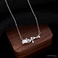 Sterling Silver Niche Pendant Design Super Fairy Necklace Flower Tulip Birthday Gift Zircon Clavicle