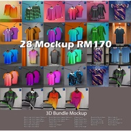 Bundle Mockup Jersey Retro Collar | Polo Collar | Round Neck | Long Sleeve Mockup | Raglan Retro Col