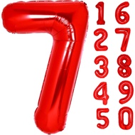 40 Inch Giant Red Number 7 Balloon, Helium Mylar Foil Number Balloons for Birthday Party, 7th Birthd