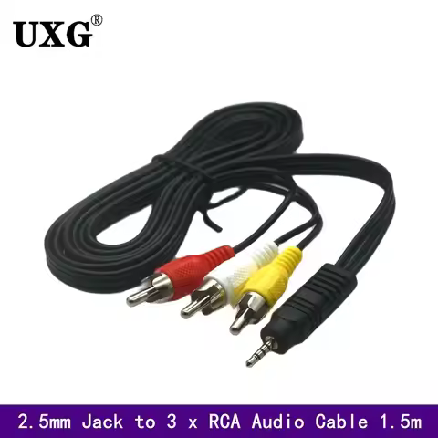 2.5mm Jack To 3 X RCA Phono Lead Audio / Video AV Cable 2.5mm To AV Video Cable For Net Media Player