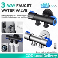 [HOUSGOOD]Kitchen kepala paip two-way angle valve stainless steel kitchen double headed bathroom fau