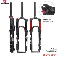 BOLANY 26/27.5/29er MTB Suspension Air Fork Magnesium Alloy Double Shoulder Double Air Oil Line Lock Straight Fork