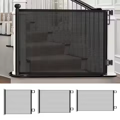 Retractable Dog Gate No-Drill Childproof Net Fence Cat Baffle Mesh Pet Gate Mesh Sliding Barrier Fen