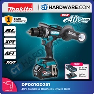 Makita DF001GD201 Cordless Brushless Driver Drill 40V 13mm 650-2600RPM 125Nm C/W 2x 2.5AH Battery &