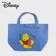 【日本正版授權】小熊維尼 帆布手提袋 便當袋/午餐袋 維尼/Winnie/迪士尼 - 藍色款