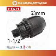 Brand Fish Push Fit PolyPropylene PN16 Compression Fittings 63mm x 1-1/2" Male Threaded Adaptor