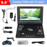 9.8'' Portable HD TV DVD VCD CD Player LCD 270° Rotation Screen Mini Home Cinema