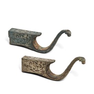 A pair of silver-inlaid bronze crossbow fittings, Eastern Zhou dynasty, Warring State period | 東周戰國 