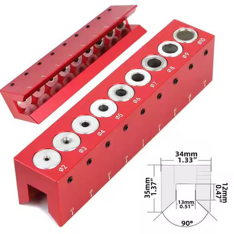 Woodworking 2/3/4/5/6/7/8/9/10mm Vertical Pocket Hole Doweling Jig Log Tenon Self-Centering Drilling