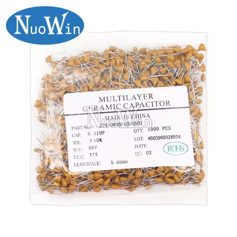 1000PCS MLCC Monolithic Ceramic Capacitor 50V 10PF 22PF 100PF 1NF 2.2NF 4.7NF 10NF 22NF 100NF 0.1UF 