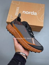🎀順豐包郵 全新ZEGNA x norda 聯名戶外跑鞋 越野跑鞋 網布+合成革+Vibram橡膠｜Color 黑橙灰｜Size 36-45