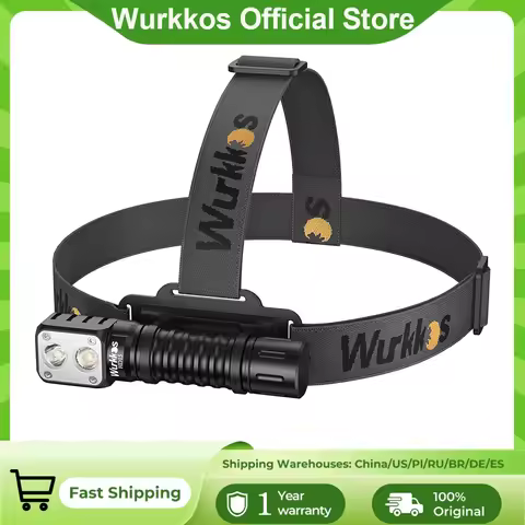 Wurkkos HD15 Headlamp 18650 Rechargeable Headlight 2000lm Dual LED TN-3535+SST20 USB Reverse Charge 