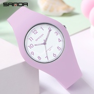 SANDA นาฬิกาแฟชั่นสำหรับผู้หญิง,นาฬิกาควอตซ์แบรนด์หรูกันน้ำบางเฉียบนาฬิกาข้อมือสุภาพสตรี