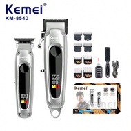 ชุดเครื่องตัดผมไฟฟ้า 2 ชิ้น/เซ็ต KM-8540 สำหรับผู้ชาย ช่างตัดผม อาชีพ ไร้สาย ชาร์จไฟ USB เครื่องตัดผ