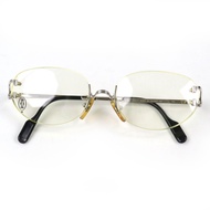 Excellent condition Cartier Vintage Trinity Two-Point Rimless Eyeglasses, Silver/Black, Size 16 130,