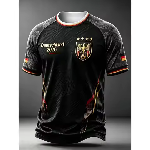 Germany Casual Football Team Soccer Jersey Deutschland Eagle Flag Graphic Short Sleeve Fan Football 